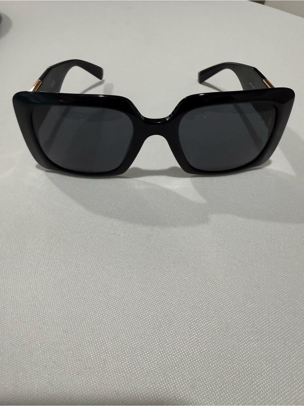 Versace Black Oversized Square Sunglasses with Gold Accents